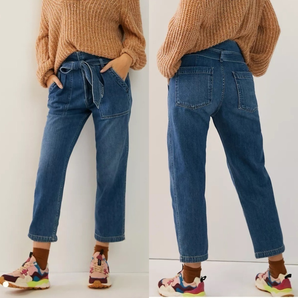 Citizens of Humanity Noelle Ultra High-Rise Belted Cargo Jeans, Medium Wash, 27